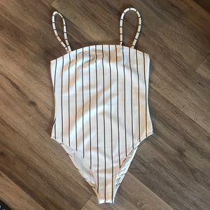 Whit and Black Striped Body Suit